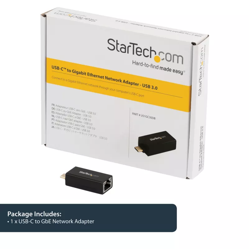 StarTech.com Adaptador USB C a Gigabit Ethernet – 1 Gbit/s NIC Adaptador de red USB 3.0/USB 3.1 tipo C – 1GbE USB-C a RJ45/LAN compatible con Thunderbolt 3 Windows MacBook Pro Chromebook