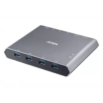 Switch dock KVM USB-C DisplayPort 4K de 2 puertos ATEN con Power Pass-through