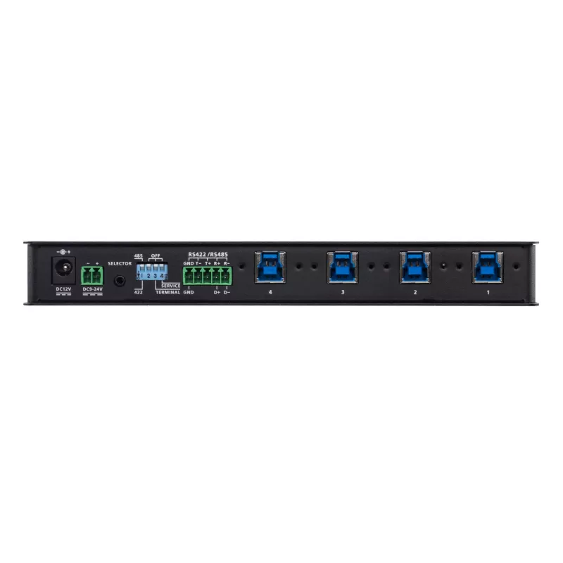Switch industrial USB 3.1 Gen1 de 4 puertos ATEN, 5 Gbit/s, negro, metal, 0 - 50 °C, -20 - 60 °C, 0 - 80%