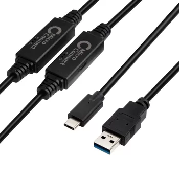 Cable USB Microconnect USB3.1CA10AMP USB 3.2 Gen 1 (3.1 Gen 1) 10 m USB C USB A negro