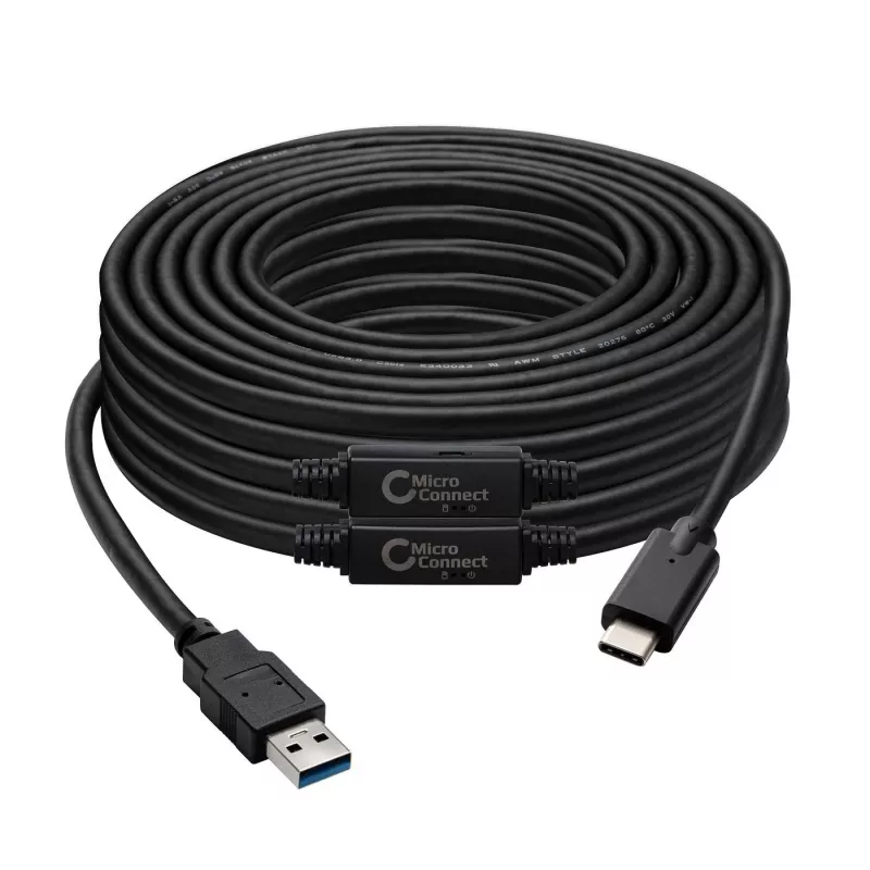 Cable USB Microconnect USB3.1CA10AMP USB 3.2 Gen 1 (3.1 Gen 1) 10 m USB C USB A negro