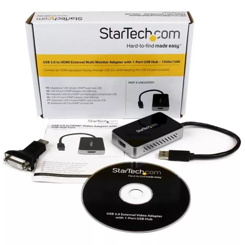 StarTech.com Adaptador USB 3.0 a HDMI con 1x USB, convertidor USB a monitor HDMI para Windows (sin soporte para macOS/ChromeOS/Linux) - TAA