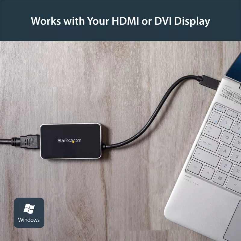 StarTech.com Adaptador USB 3.0 a HDMI con 1x USB, convertidor USB a monitor HDMI para Windows (sin soporte para macOS/ChromeOS/Linux) - TAA