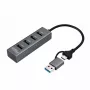 Microconnect USBHUB4-2IN1 Hub de interfaces USB 3.2 Gen 1 (3.1 Gen 1) Type-A 5000 Mbit/s Negro