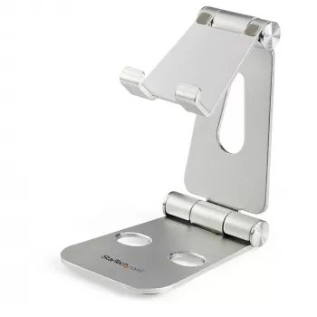 StarTech.com Soporte para teléfono y tablet - Soporte universal plegable para dispositivos móviles, para smartphones y tablets - Soporte ergonómico ajustable multiángulo para escritorio - Portátil - Plata