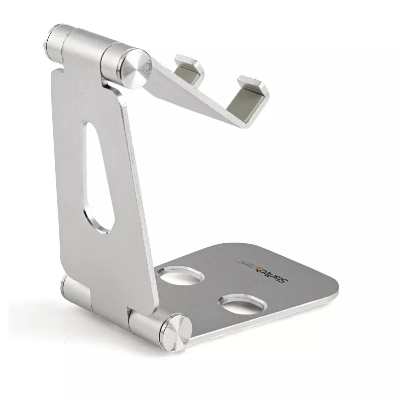 StarTech.com Soporte para teléfono y tablet - Soporte universal plegable para dispositivos móviles, para smartphones y tablets - Soporte ergonómico ajustable multiángulo para escritorio - Portátil - Plata