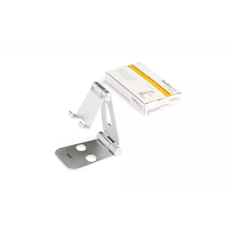 StarTech.com Soporte para teléfono y tablet - Soporte universal plegable para dispositivos móviles, para smartphones y tablets - Soporte ergonómico ajustable multiángulo para escritorio - Portátil - Plata