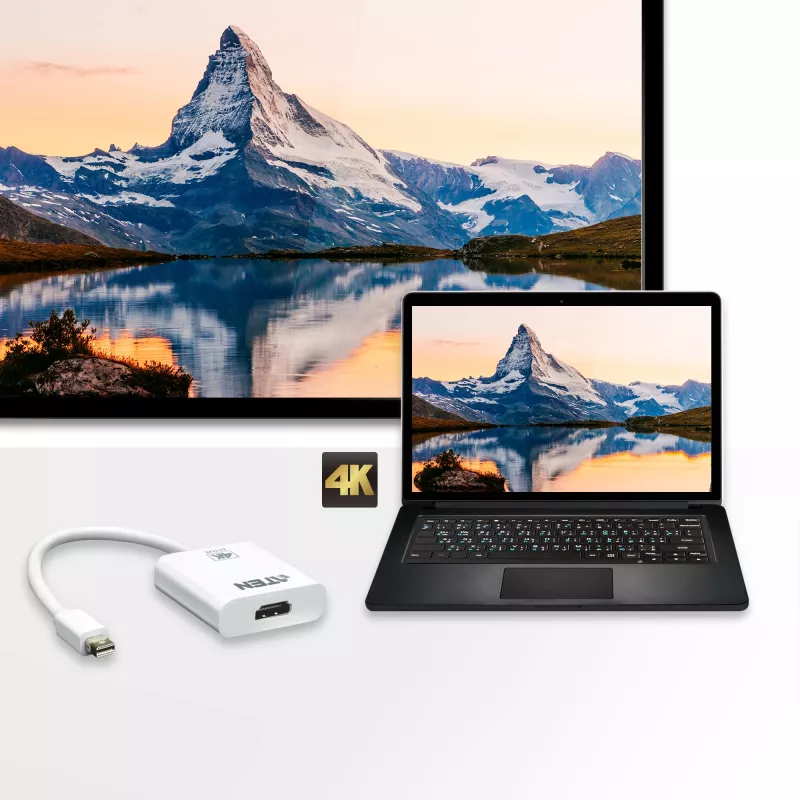 Convertidor activo mini DisplayPort a HDMI ATEN 4K, 3D, hasta 3840 por 2160 @30Hz