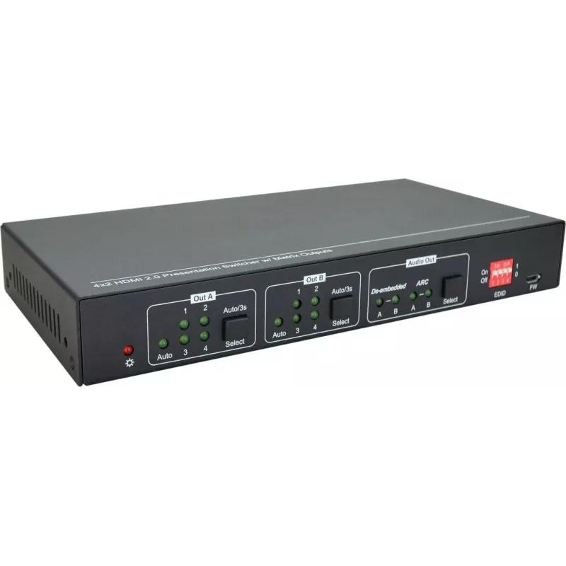 Vivolink VLHDMIMAT4X2RS conmutador de matriz con escalado 7,5 W