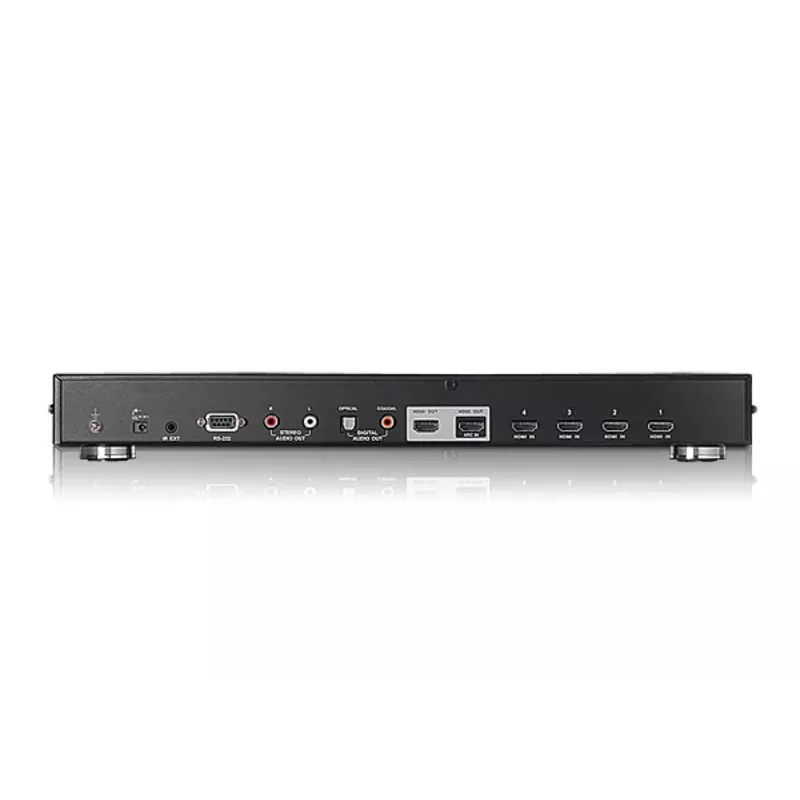 ATEN VS482 conmutador HDMI Dual View de 4 puertos, 4x entrada HDMI / 2x salida HDMI, 3D, ARC, RS-232, montable en rack, hasta 1920 x 1200, metal, negro