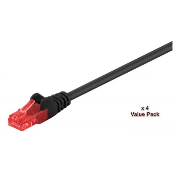 Microconnect V-UTP620SVP Cable de red patch Cat6 U/UTP, 20 m, negro, pack de 4