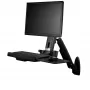Estación de trabajo de montaje en pared StarTech.com – Escritorio elevable articulado Full-Motion con brazo ergonómico regulable en altura para monitor y bandeja de teclado – Soporte para ratón y escáner – Pantalla VESA individual
