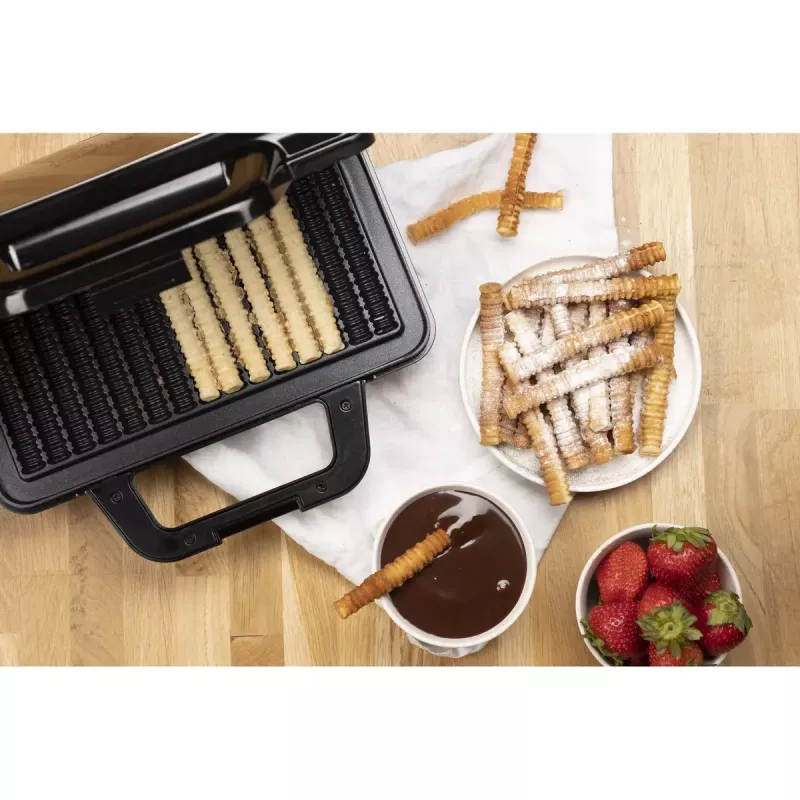 Máquina de gofres y patatas Tristar WF-1171, 1000 W, placa 28,5×15,2 cm, acero inoxidable, 1,5 kg