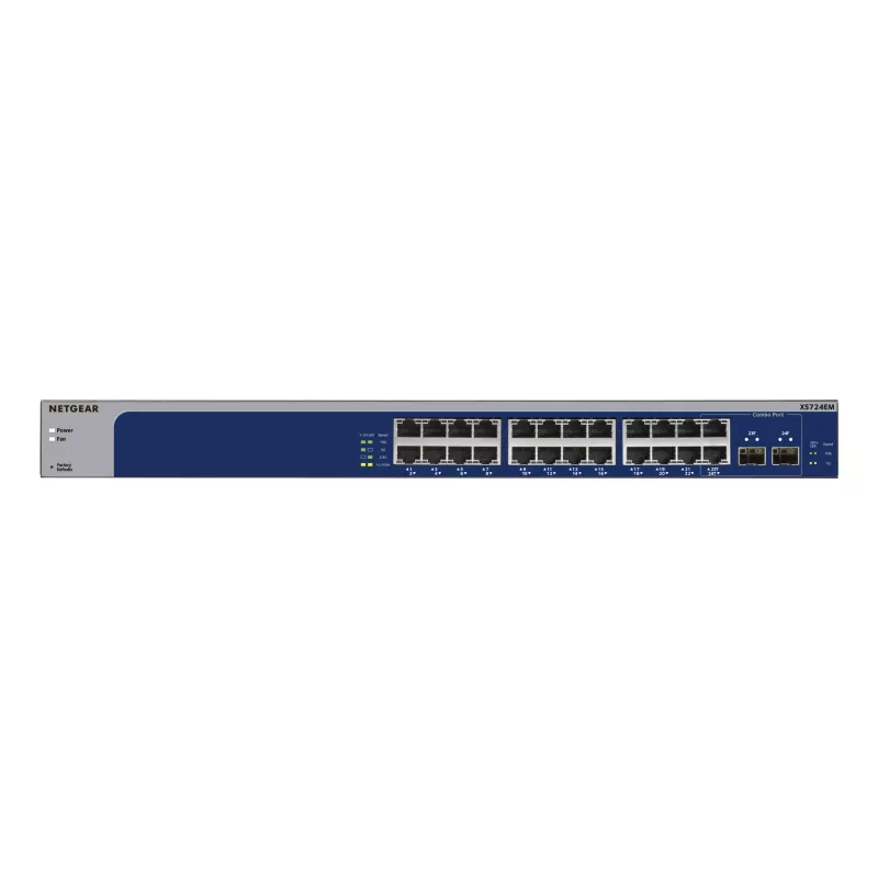NETGEAR XS724EM Managed L2 10G Ethernet (100/1000/10000) 1U azul, gris