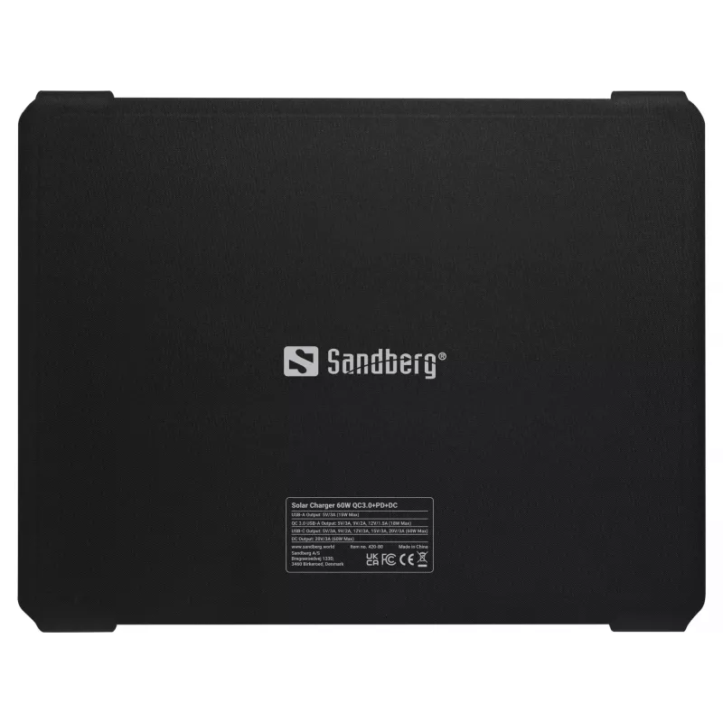 Sandberg cargador solar 60W QC3.0+PD+DC monocristalino negro