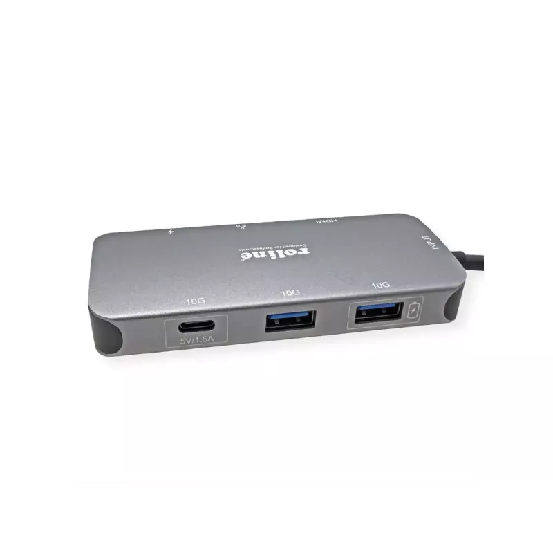 ROLINE hub USB Type-C 12.02.1121 HDMI RJ-45 USB 3.2 Gen 2 gris