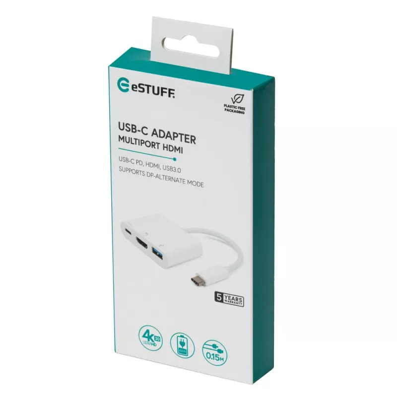 eSTUFF ES623001WH hub de interfaces USB 3.2 Gen 1 (3.1 Gen 1) Type-C 5000 Mbit/s blanco