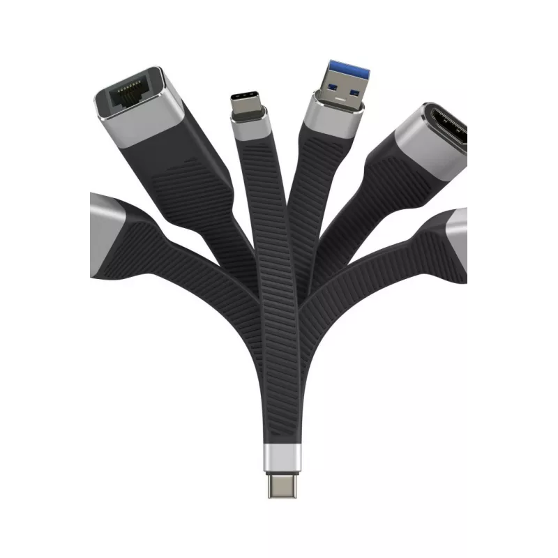 Techly ICOC-USBC-FL-U4 USB4 Gen3 USB-C a USB-C cable plano flexible, 0,124 m