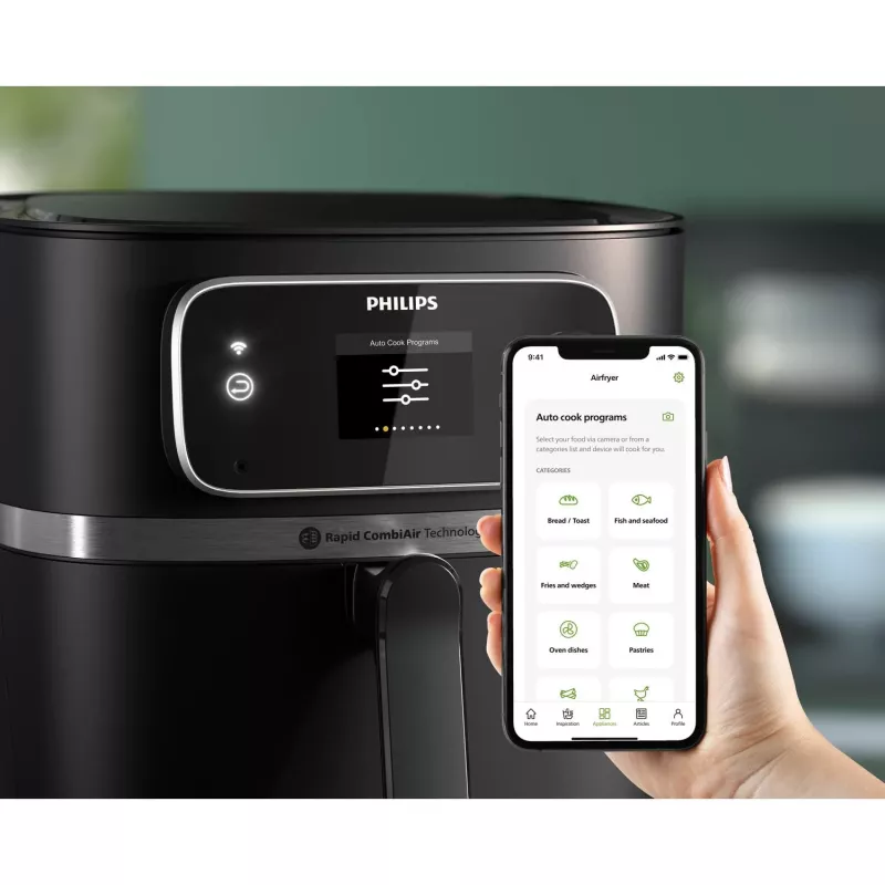 Freidora de aire Philips Serie 7000 HD9880/90 8,3 l 2200 W Negro Acero inoxidable