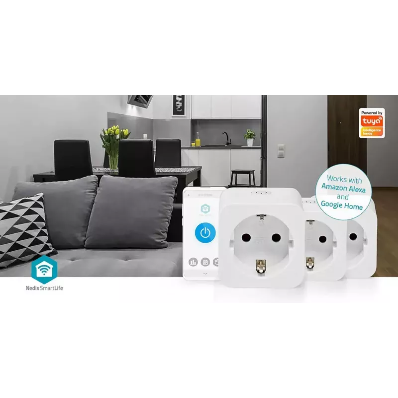 Enchufe inteligente Nedis WIFIP121FWT3 – enchufe Wi-Fi de interior, pack de 3