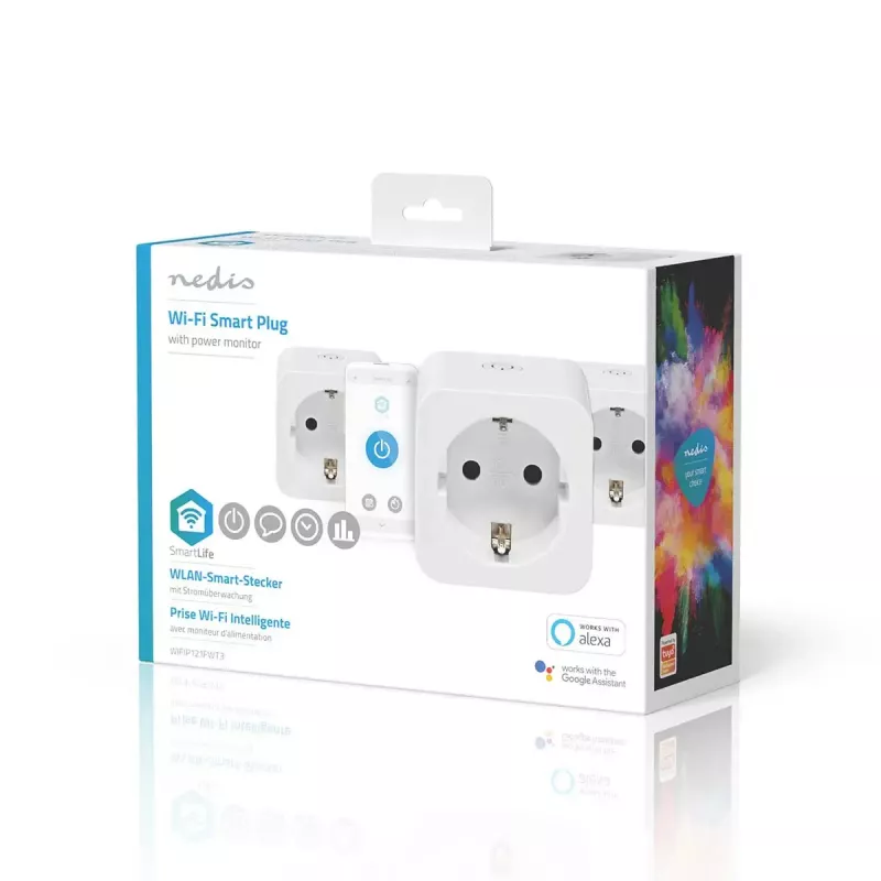 Enchufe inteligente Nedis WIFIP121FWT3 – enchufe Wi-Fi de interior, pack de 3