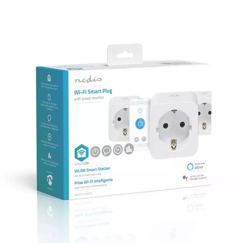 Enchufe inteligente Nedis WIFIP121FWT3 – enchufe Wi-Fi de interior, pack de 3