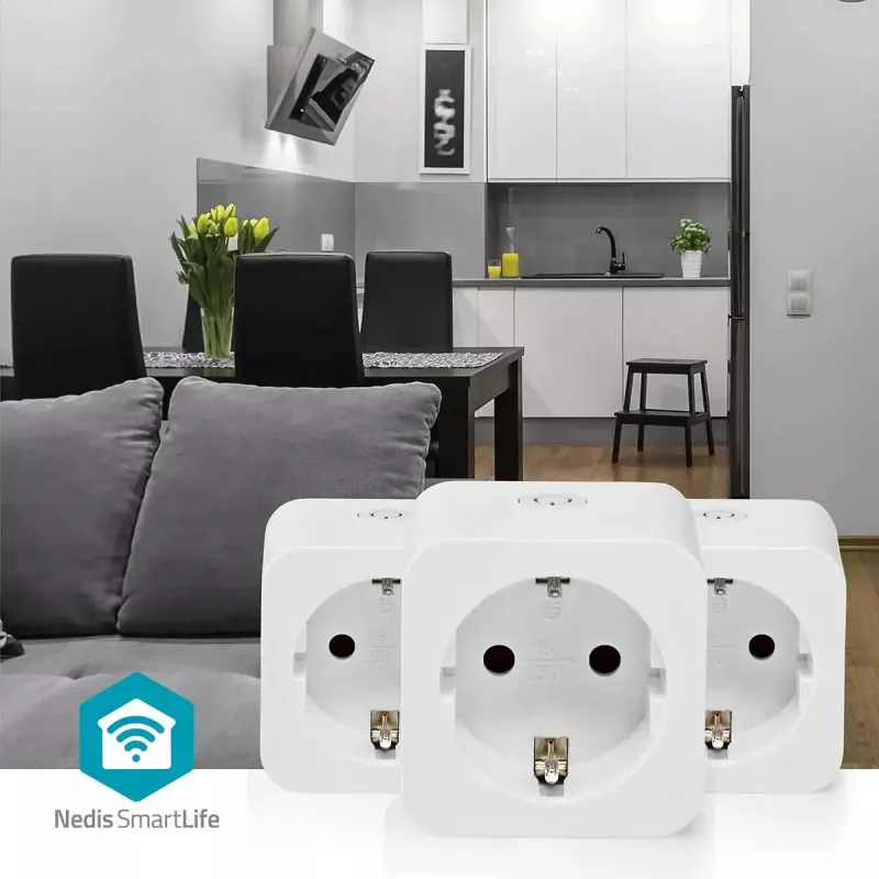 Enchufe inteligente Nedis WIFIP121FWT3 – enchufe Wi-Fi de interior, pack de 3