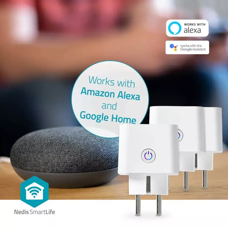 Enchufe inteligente Nedis WIFIP121FWT3 – enchufe Wi-Fi de interior, pack de 3