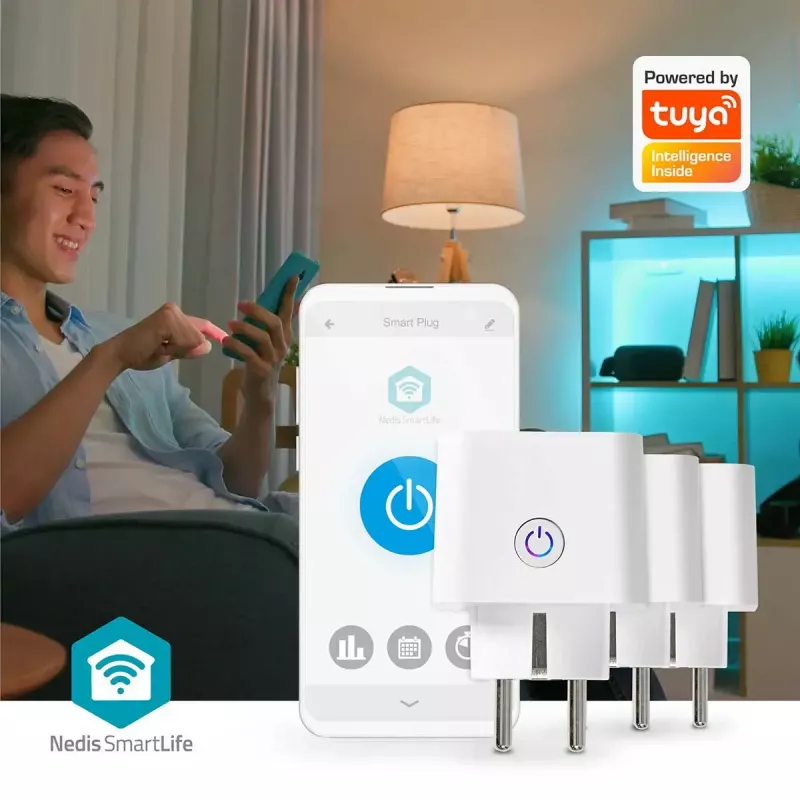 Enchufe inteligente Nedis WIFIP121FWT3 – enchufe Wi-Fi de interior, pack de 3