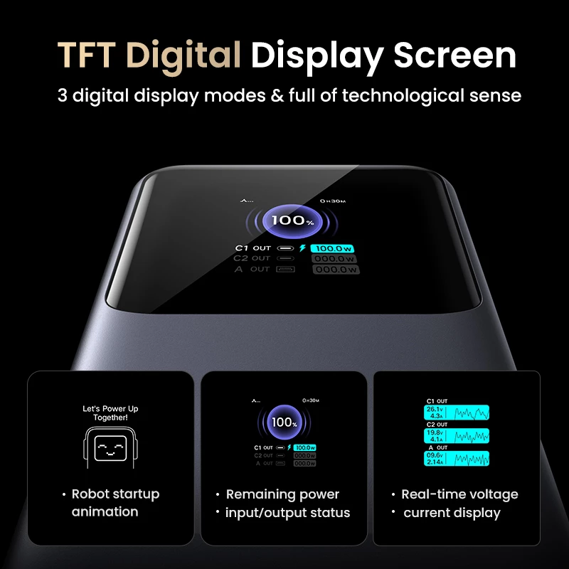 Batería externa Ugreen 20000mAh 130W carga rápida litio gris