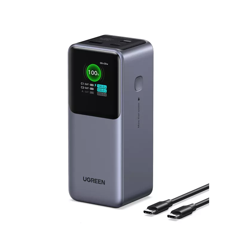 Batería externa Ugreen 20000mAh 130W carga rápida litio gris