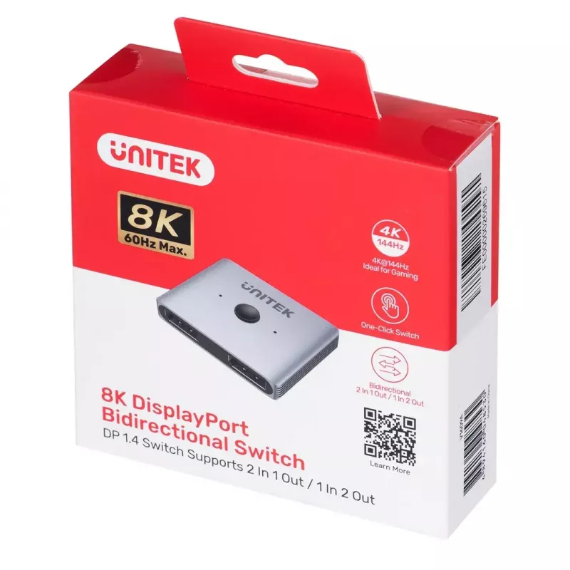 Conmutador bidireccional Unitek DP 1.4 8K 2 en 1 (MPN V1609A)