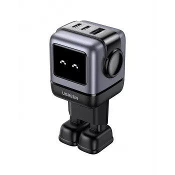 Ugreen Nexode RG 65W cargador GaN de 3 puertos ordenador portátil, móvil, portátil, batería externa, teléfono gris AC carga rápida interior