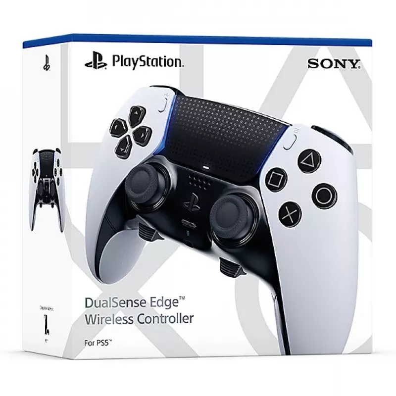 Mando Sony DualSense Edge para PlayStation 5 — con cable e inalámbrico (Bluetooth/USB), negro/blanco