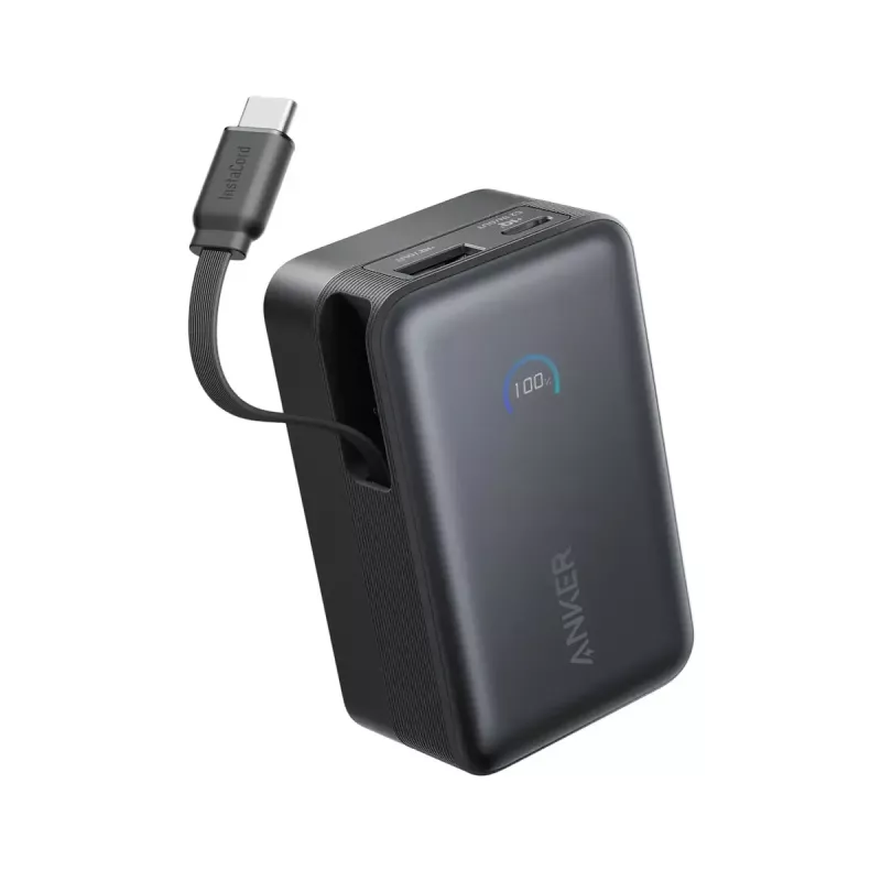 Batería externa Anker Nano 45W con cable USB-C retráctil integrado A1638H11 10000 mAh Negro