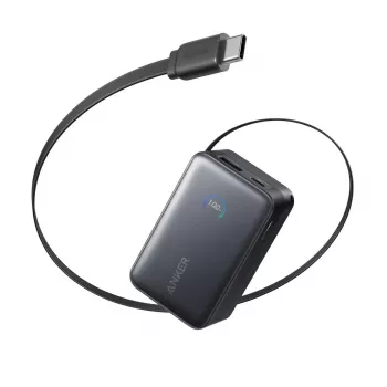 Batería externa Anker Nano 45W con cable USB-C retráctil integrado A1638H11 10000 mAh Negro