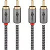Cable de audio WENTRONIC Goobay 65293 — 2 m, 2×conector macho RCA a 2×conector macho RCA, cobre, contactos bañados en oro, apantallamiento magnético, gris
