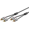 Cable de audio WENTRONIC Goobay 65293 — 2 m, 2×conector macho RCA a 2×conector macho RCA, cobre, contactos bañados en oro, apantallamiento magnético, gris