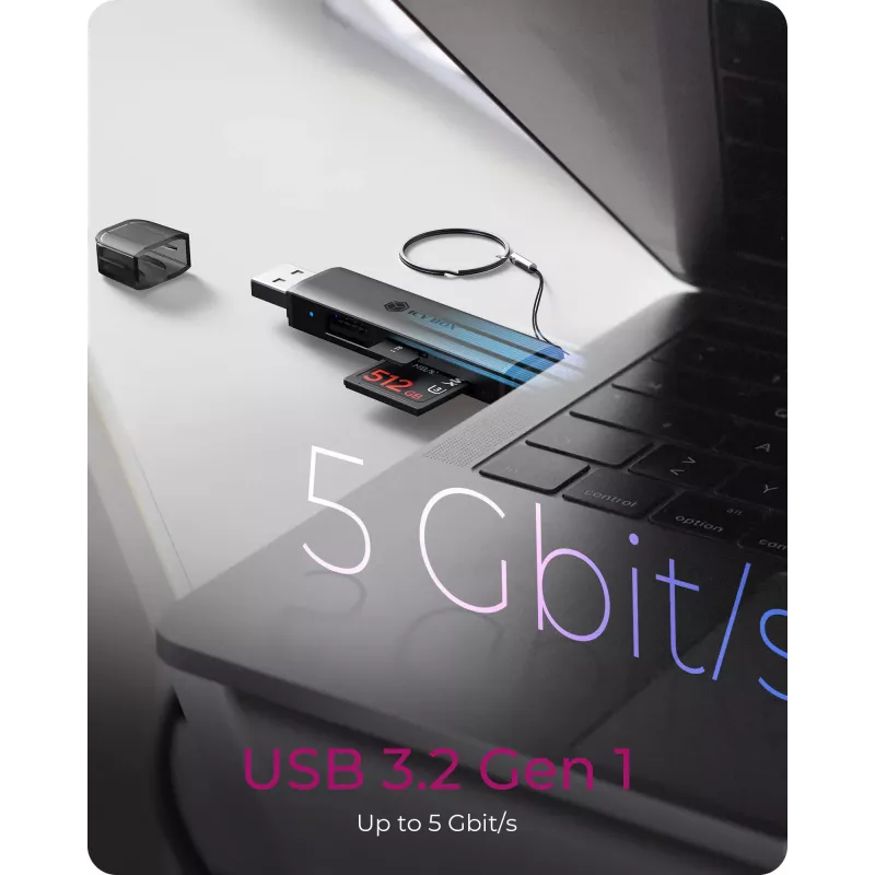 Lector de tarjetas icybox 61179 – USB 3.2 Gen1 3 en 1, conectores USB Type-C y Type-A