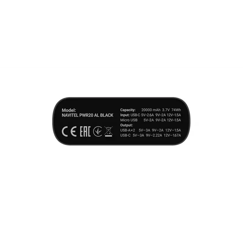 Cargador portátil Navitel PWR20 AL Negro 20000 mAh