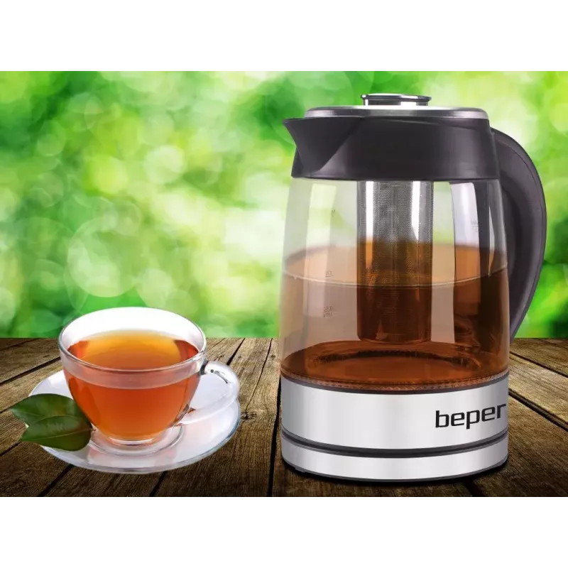 Hervidor de agua eléctrico Beper 1,8 L 2200 W transparente