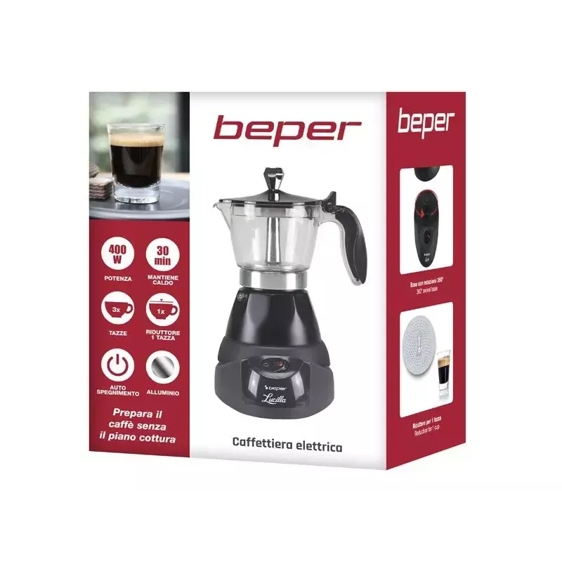 Cafetera expreso Beper 3 tazas BC.040N