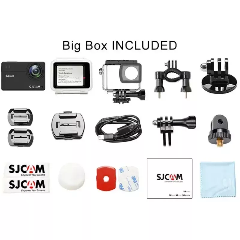 Cámara de acción SJCAM SJ8 Air, 1296p 30 fps, 14 MP, pantalla táctil de 2,33", Wi-Fi, negra