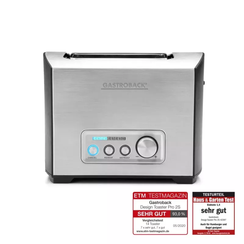 Tostadora Gastroback Design Pro 2S 2 rebanadas 950 W negra acero inoxidable