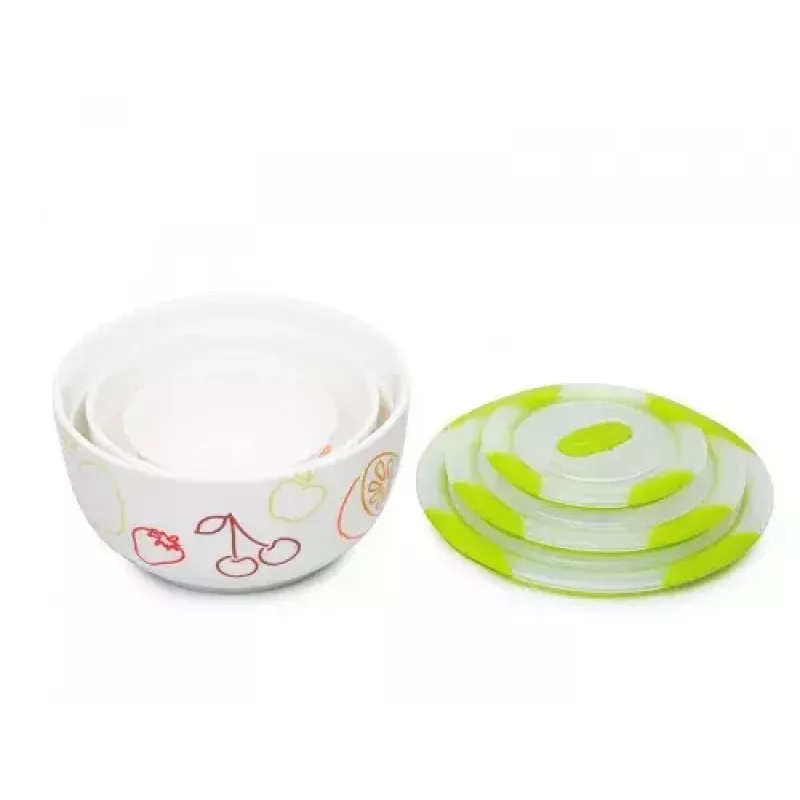 Juego de ensaladeras de cerámica Oursson BS2981RD/GA, manzana verde