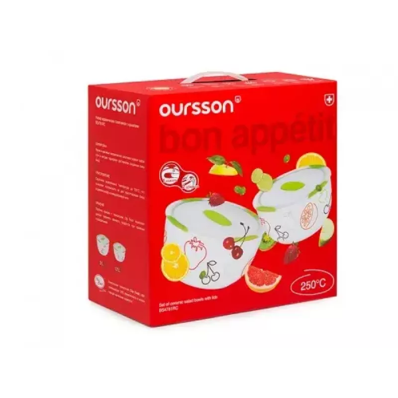 Oursson BS4781RC/GA juego de ensaladeras de cerámica, verde manzana