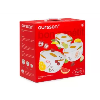 Set de cuencos OURSSON BS2981RC/OR 1,7 L redondo cerámica naranja blanco 3 uds.