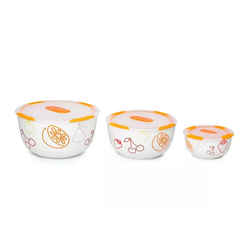 Set de cuencos OURSSON BS2981RC/OR 1,7 L redondo cerámica naranja blanco 3 uds.