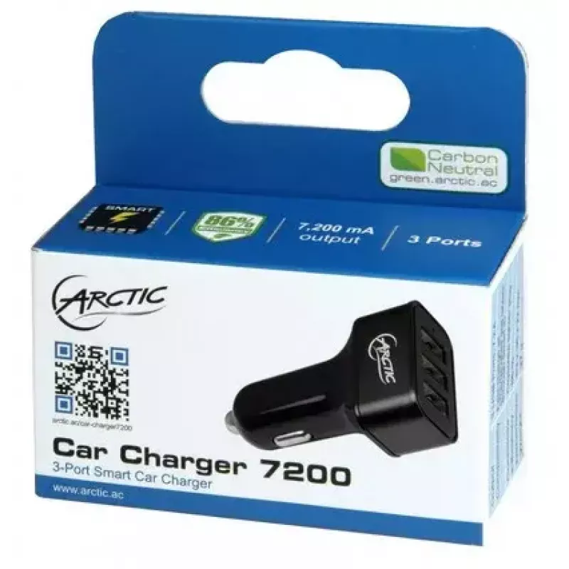 ARCTIC Car Charger 7200 – Cargador de coche USB de 3 puertos