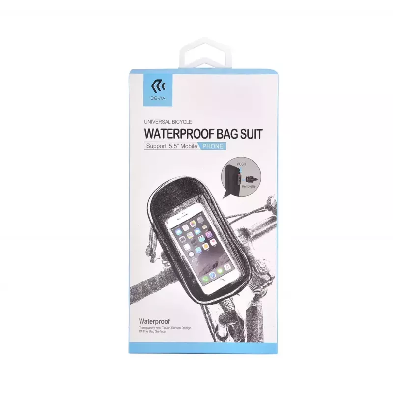 Devia bolsa universal impermeable para móvil de bicicleta, negra